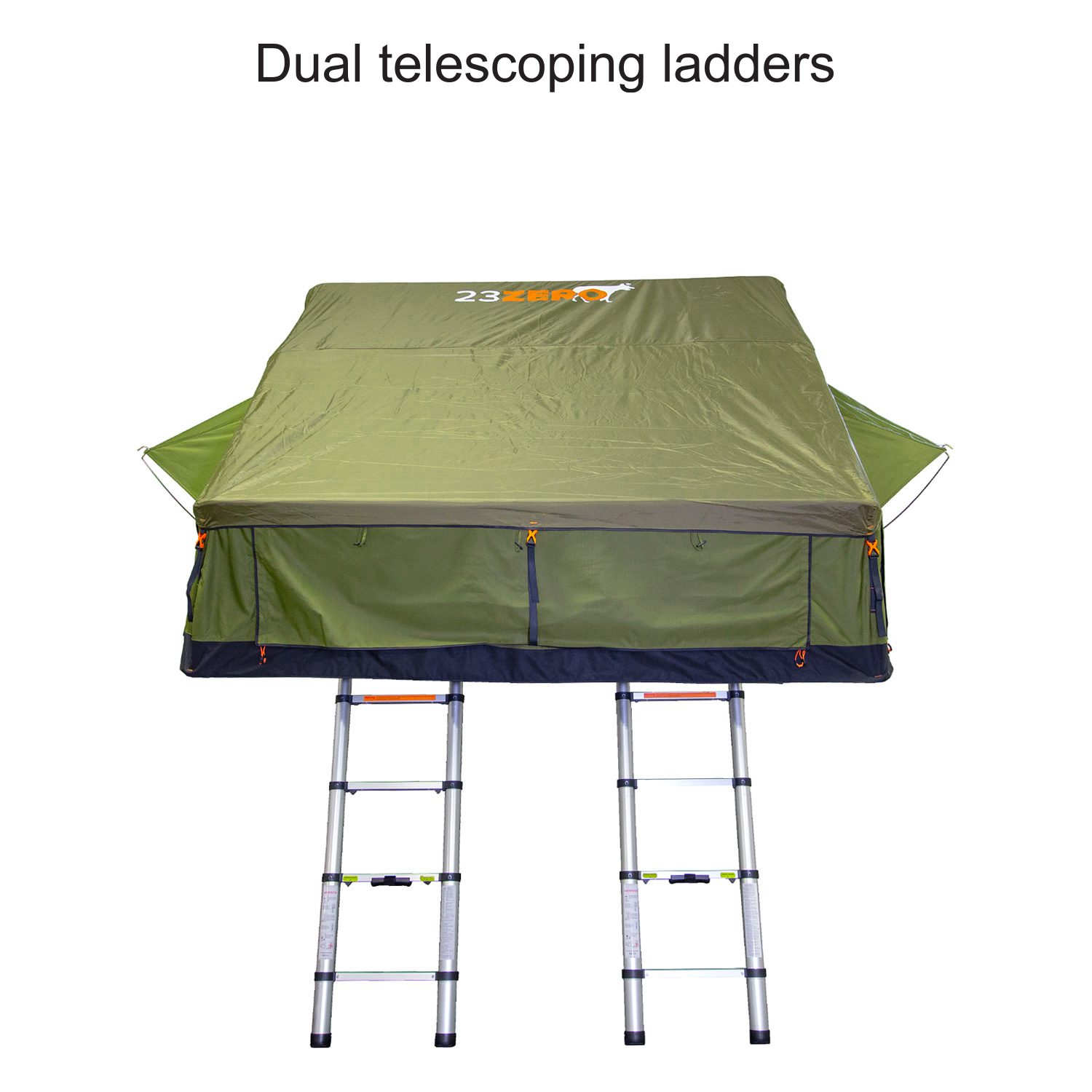 large family roof tent has dual ladders