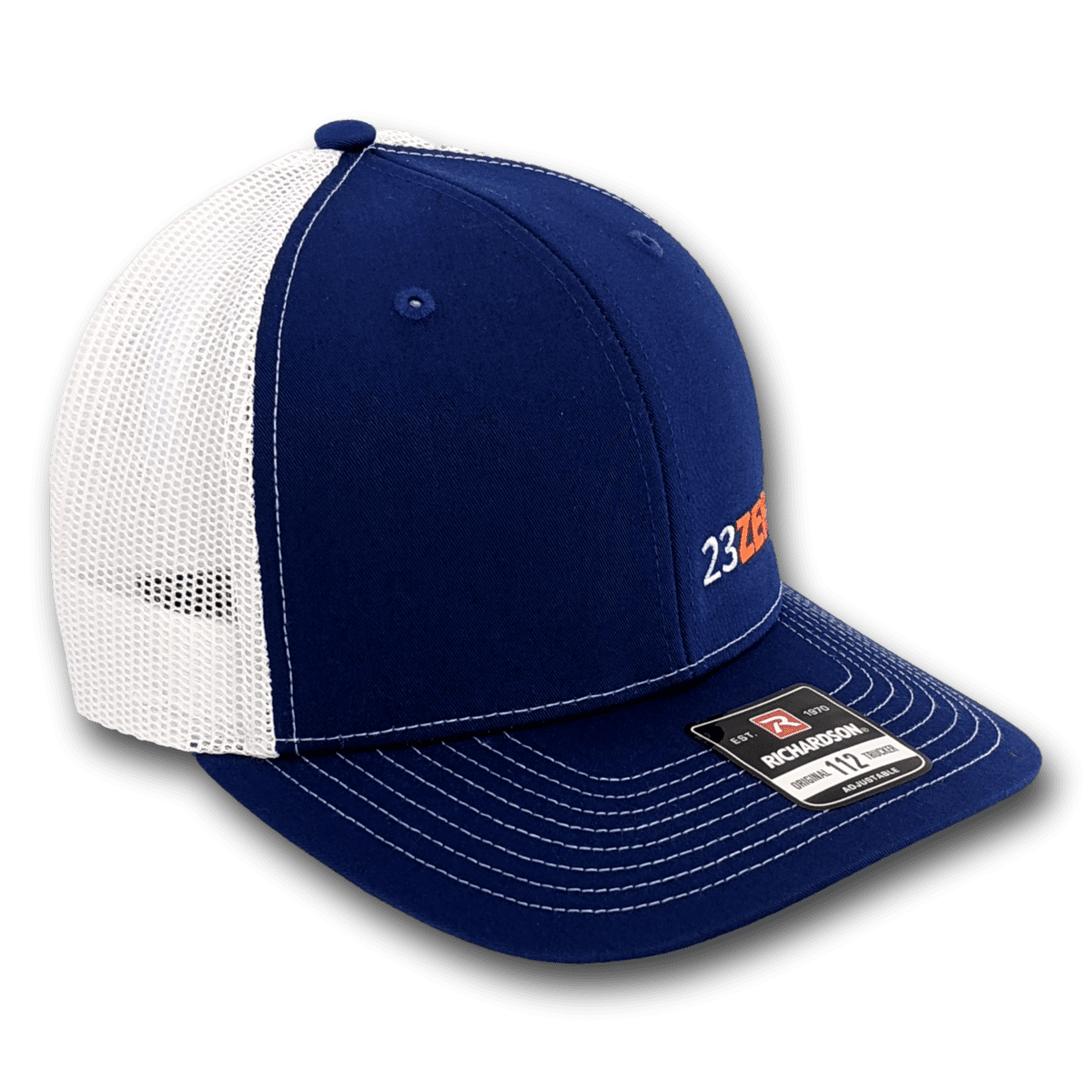 23ZERO Adjustable Mesh Trucker Hat in Blue & White - Image 2
