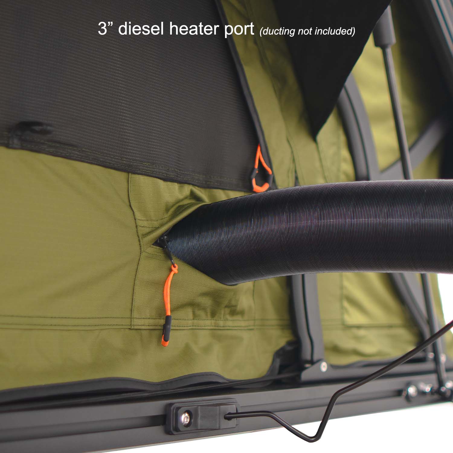23Zero Armadillo AX2 Hard Shell Side Open Rooftop Tent Integrated 3 Inch Diesel Heater Port