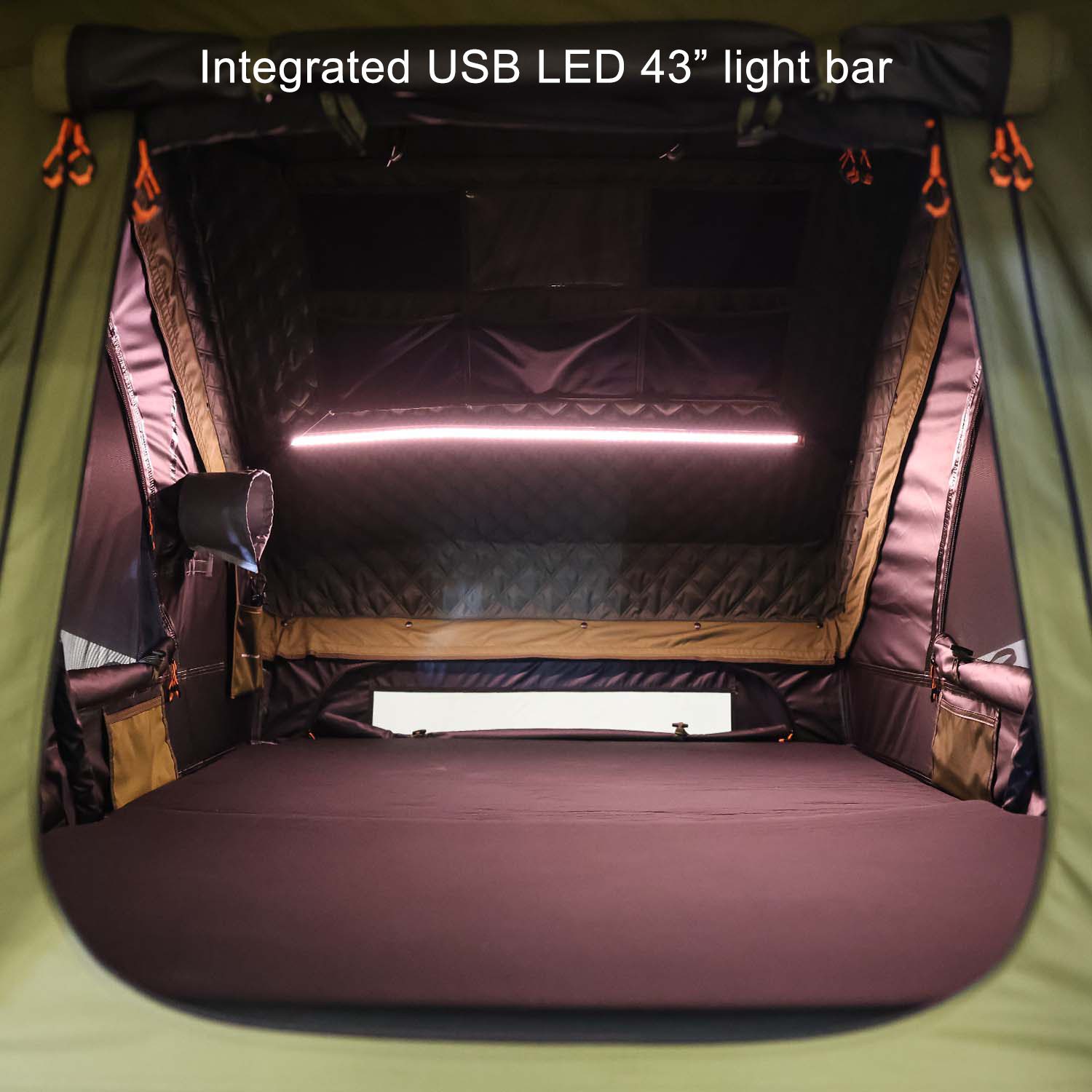 23Zero Armadillo Horizon 2 Hard Shell Roof Top Tent Integrated USB LED Light Bar Soft White Color