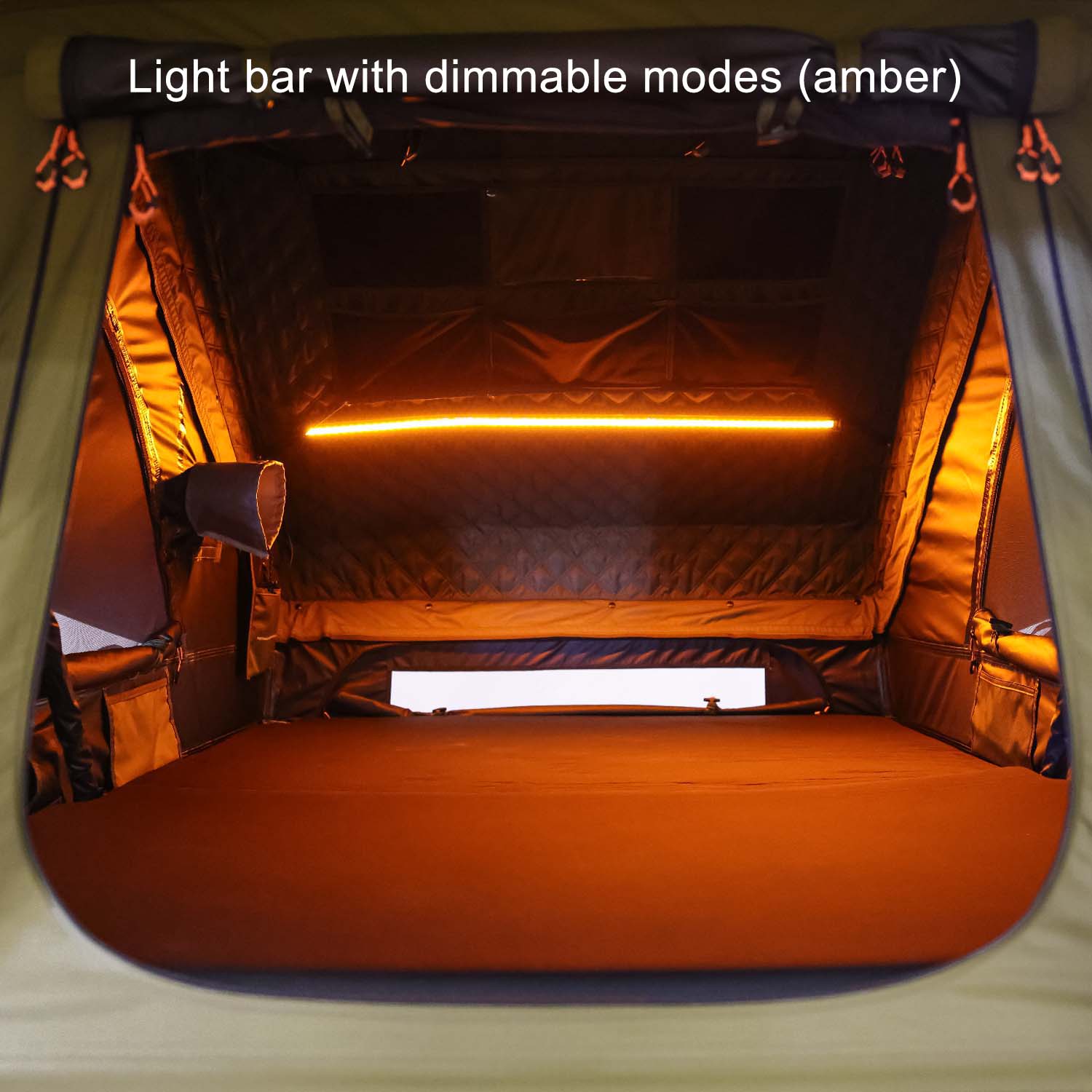 23Zero Armadillo Horizon 2 Hard Shell Roof Top Tent Integrated USB LED Light Bar Amber Color