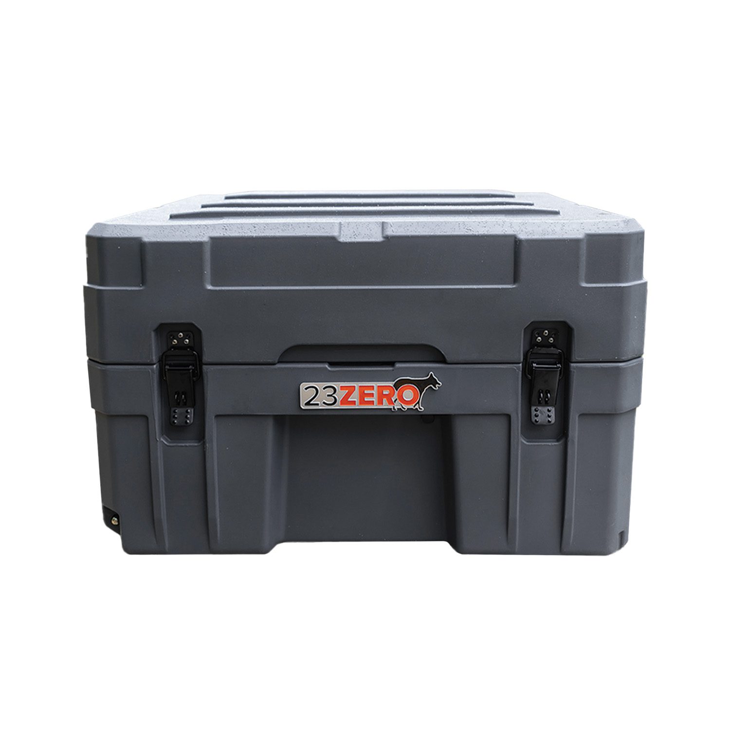 23Zero 132 Liter Overland Gear Box Front View Closed With 23Zero Logo