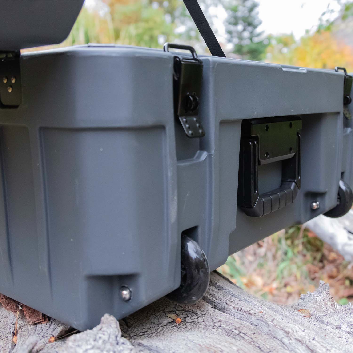 23Zero 132 Liter Overland Gear Box Wheels and Carry Handle Detail