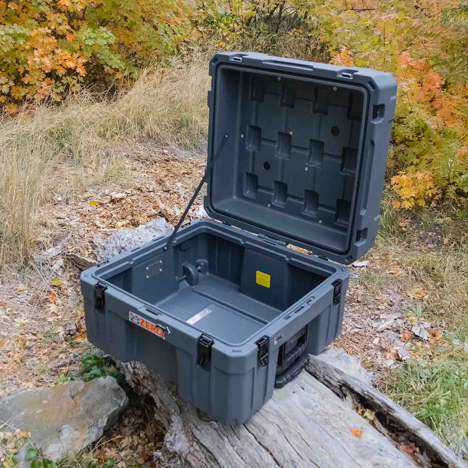 23Zero 132 Liter Overland Gear Box Angled Left Open In Forest
