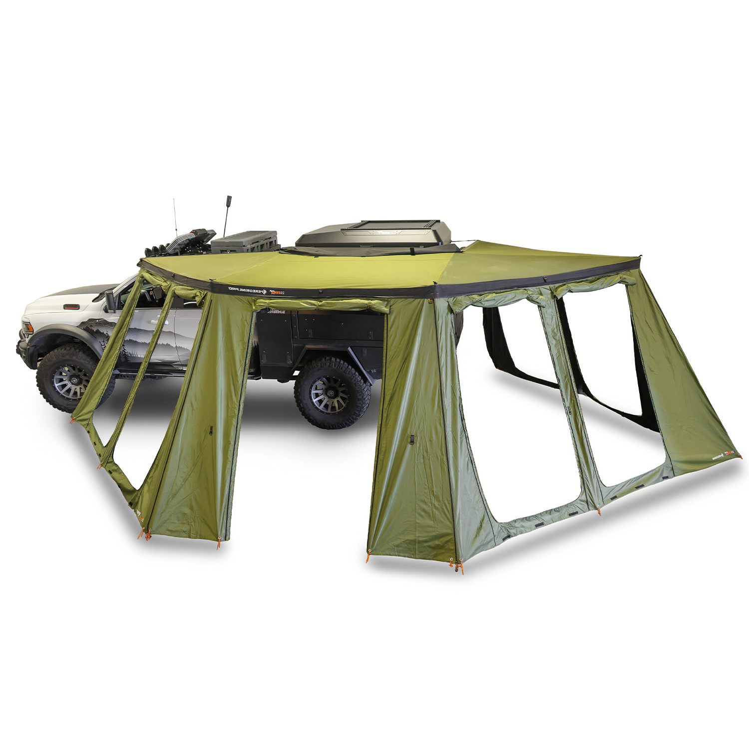 23Zero Peregrine PRO 5 Arm 270 Degree Awning Wall Kit - Left Side Deployed Windows Open