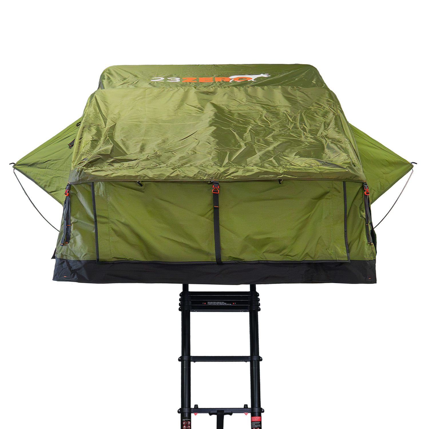 23Zero Walkabout 2.0 soft shell rooftop tent deployed front, available in 56, 62, and 72 sizes