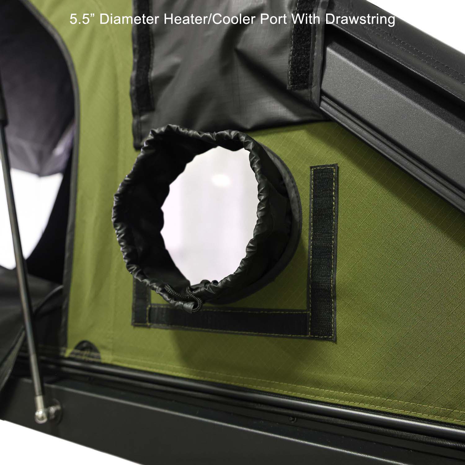 Kabari SuperFly Hybrid Wedge Lightweight Rooftop Tent 5.5" Diameter Heater Cooler Port With Drawstring