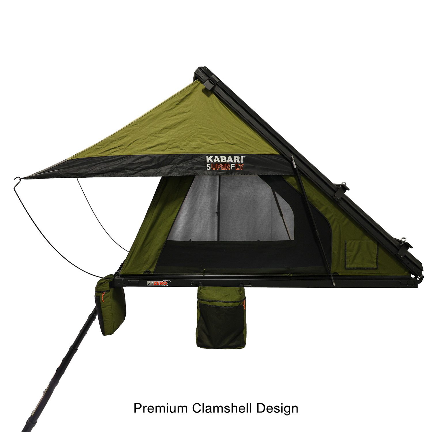 Kabari SuperFly Hybrid Wedge Lightweight Rooftop Tent Deployed Premium Clamshell Design