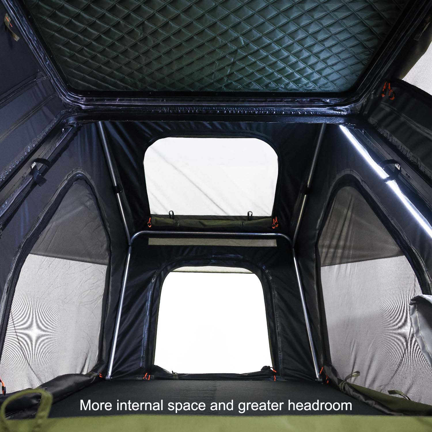 Kabari Z Aluminum Z-Lift Hard Shell Roof Tent Deployed Internal View