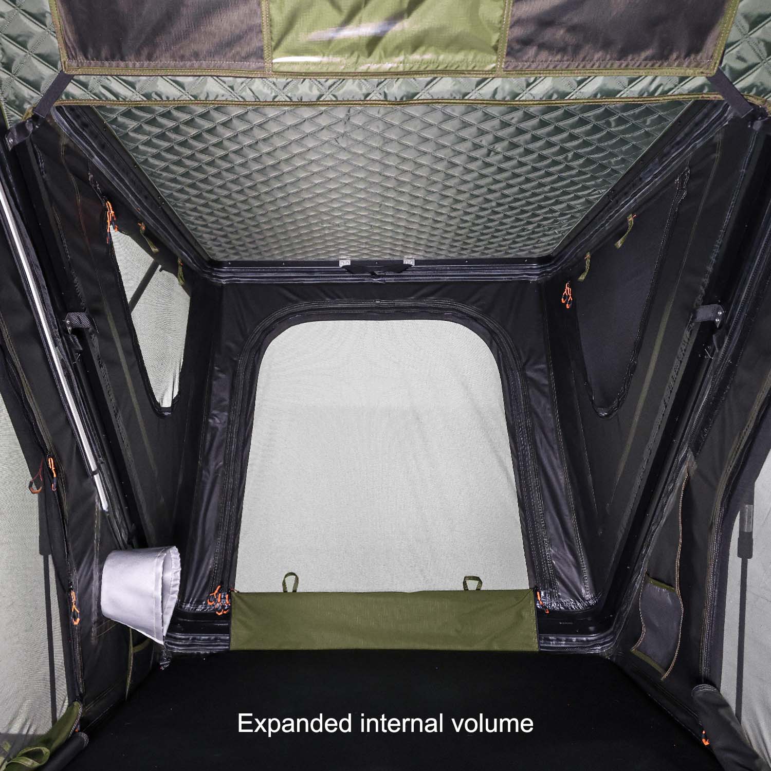 Kabari Z Aluminum Z-Lift Hard Shell Roof Tent Deployed Internal View Looking Out Window
