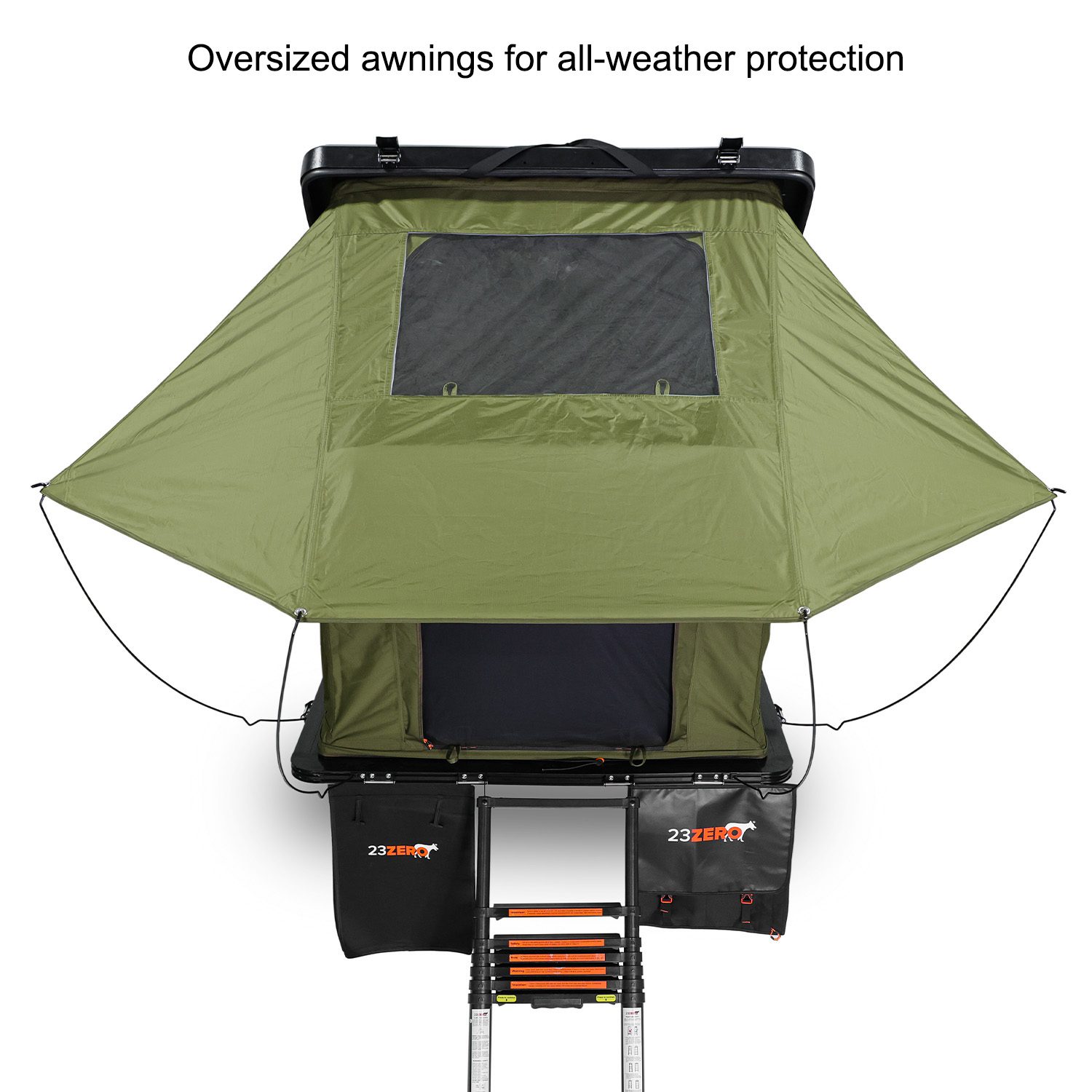 Kabari Z Aluminum Z-Lift Hard Shell Roof Tent Deployed Oversized Awnings for All-Weather Protection