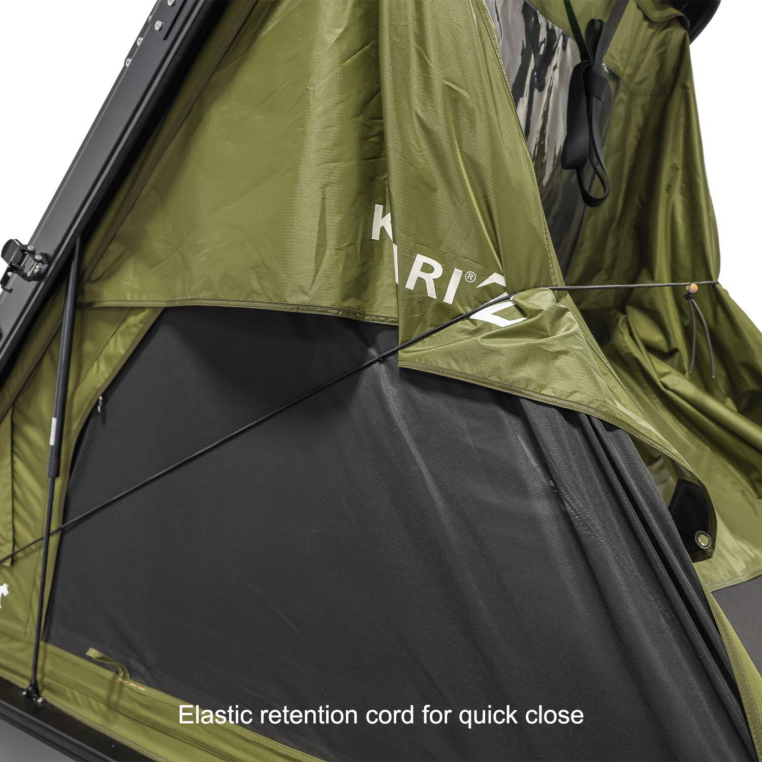 Kabari Z Aluminum Z-Lift Hard Shell Roof Tent Exterior View Elastic Retention Cord for Quick Close