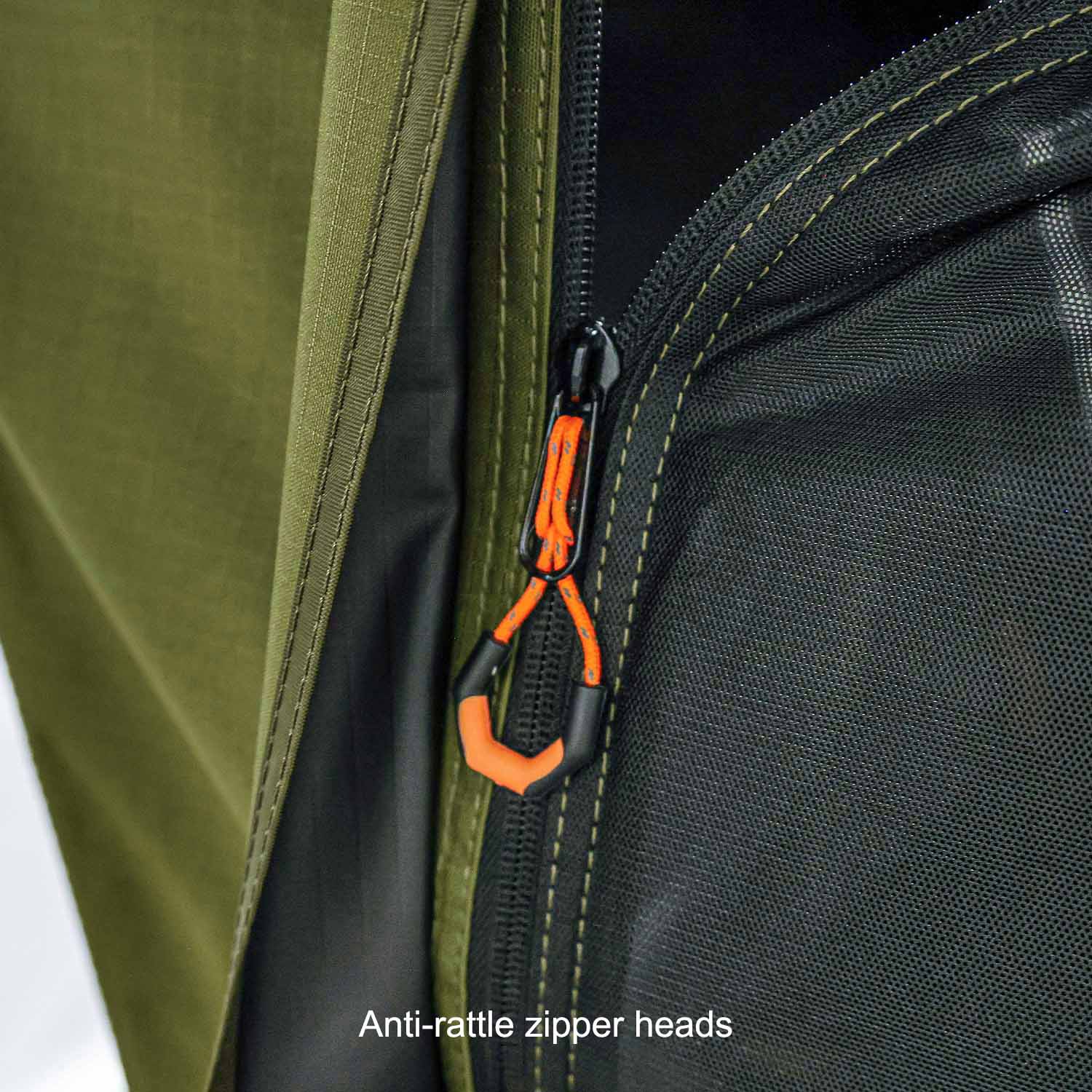 Kabari Z Aluminum Z-Lift Hard Shell Roof Tent Exterior View Anti Rattle Zipper Heads Detail