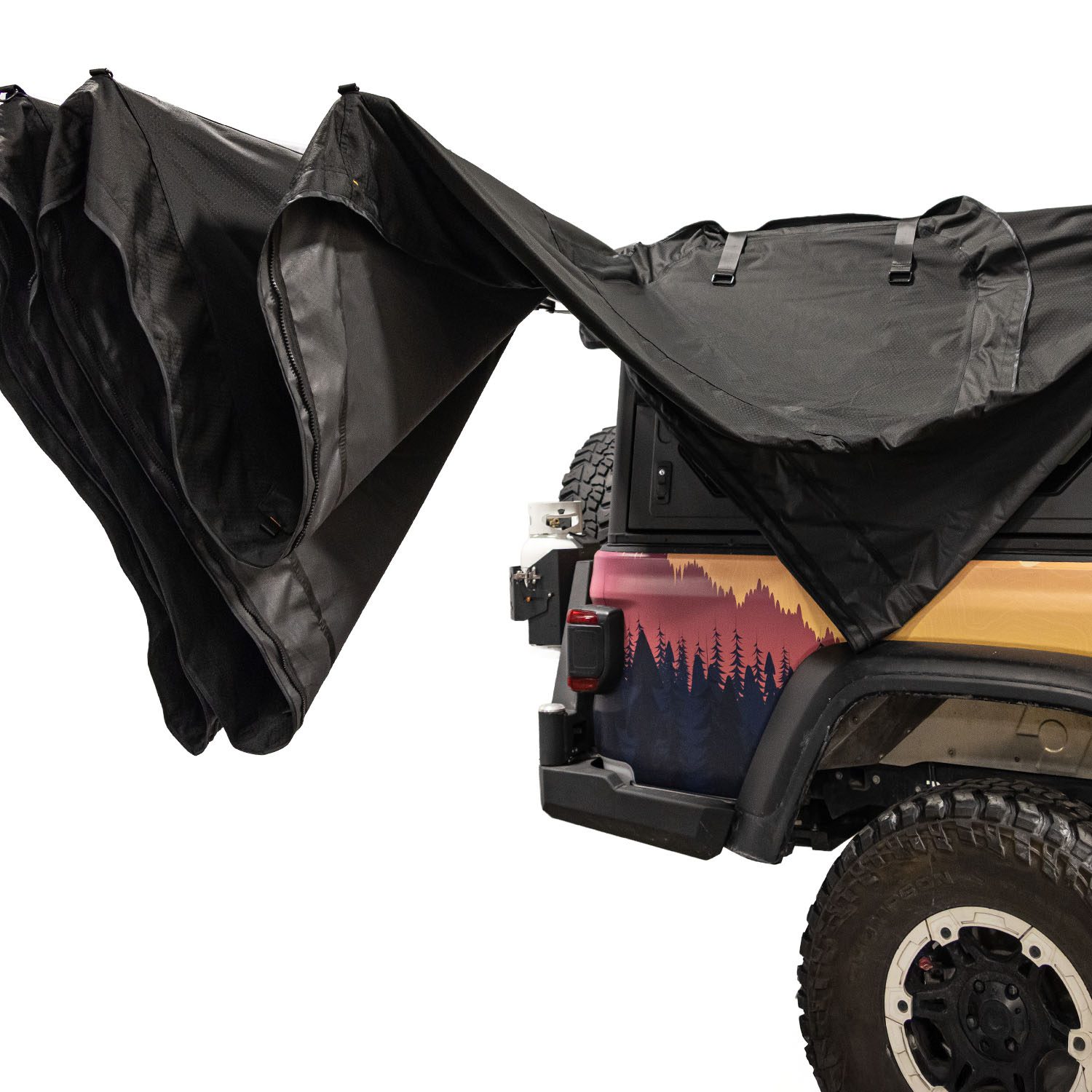 23Zero Onyx 270 Degree 6 Arm Vehicle Awning Right Side Folding Up For Storage