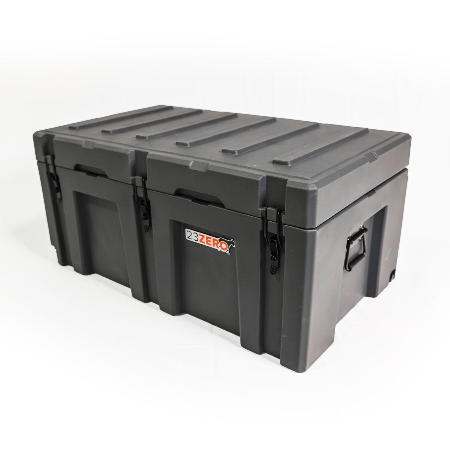 23Zero 220L Overland Gear Box Hero Image Box Closed Showing Gas Assisted Struts Left Angle View